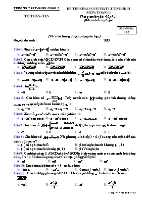 Đề thi khảo sát chất lượng học kỳ 2 môn Toán Lớp 11 - Mã đề 711 - Trường THPT Nông Cống 3
